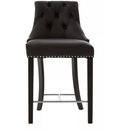 Black Chair for Bedroom Stud Detailing Dressing Table Chair Faux Leather Accent Chair For Bedroom Dining Chair W56xD61xH102 - Premier Housewares