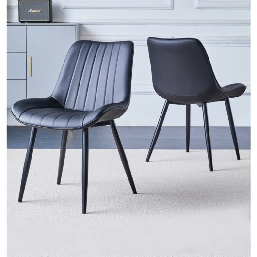 Hallowood Furniture - Dining Chairs Set of 2, pu Leather Dining Chairs, Sleek & Modern Dining Chair with Sturdy Metal Legs for Home, Officet & Café,