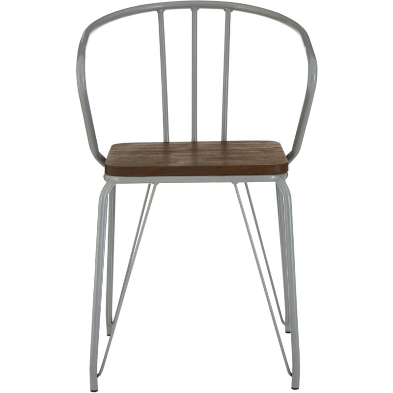 Premier Housewares District Grey Metal and Elm Wood Arm Chair