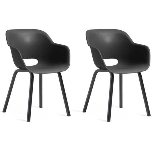 Garden Chair with Metal Legs Noa 2 pcs Graphite Keter