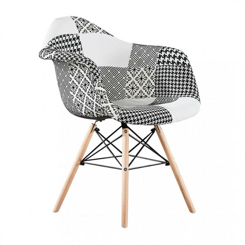 Set of 1/2/4/6 Chrono Patchwork Eiffel Dining Chair - Single - Multicoloured - Multi