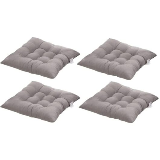 4 Square Chair Cushions 40x40 Seat Cushions Home Decoration Quilted Mat Cushion, Comfortable and Colorful - Ideal for Indoor and Outdoor (4 Grey)