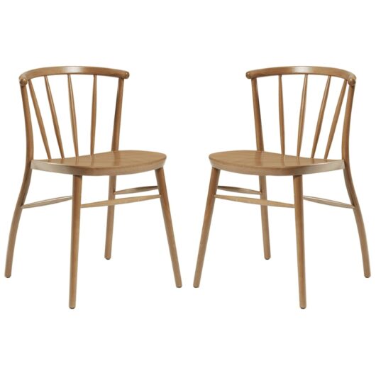 Abiquiu Antique Oak Wooden Side Dining Chairs In Pair