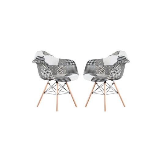 Life Interiors - Set of 1/2/4/6 Chrono Patchwork Eiffel Dining Chair - Set of 2 - Multicoloured - Multi